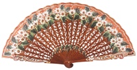 Hand painted fan with “sipo” wood 3092NOG