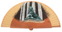 Hand painted pear wood fan 3285AVE