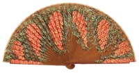 Hand painted oak wood fan 3309AVE
