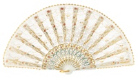Plastic fan with lace 486BLA