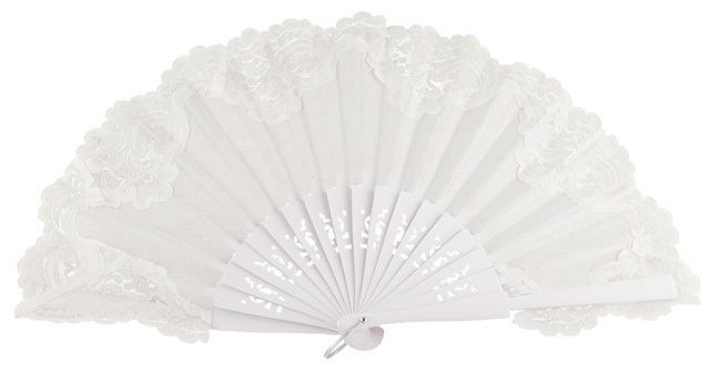 Wooden fan with lace 3039BBB