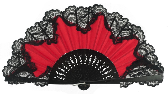 Wooden fan with lace 3039NRN