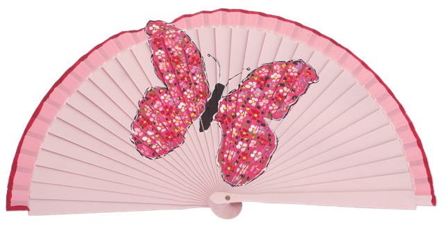 Hand painted fagus wood fan 3214ROS