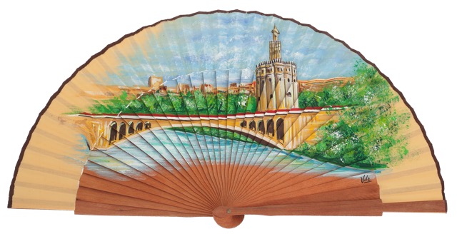 Hand painted pear wood fan 3286AVE