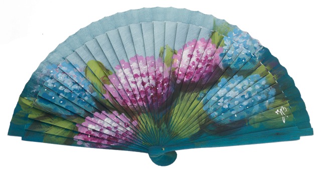 Hand painted fagus wood fan 3326TUR