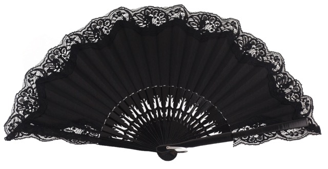 Wooden fan with lace 4306NEG