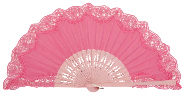 Wooden fan with lace 4306ROS