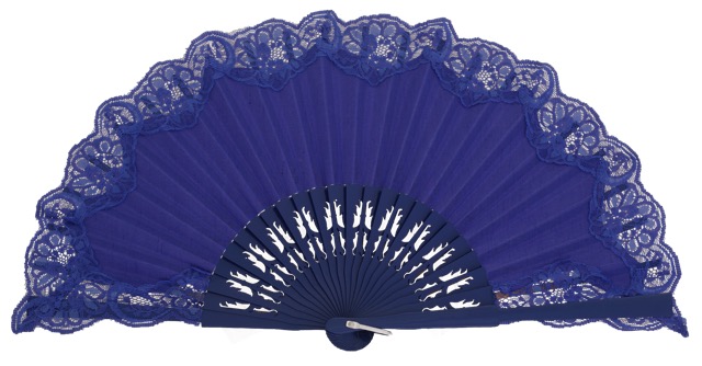 Wooden fan with lace 4306VIO