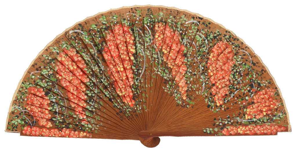Abanico madera fagus pintado a mano