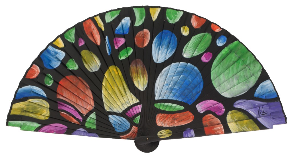 Abanico madera fagus pintado a mano