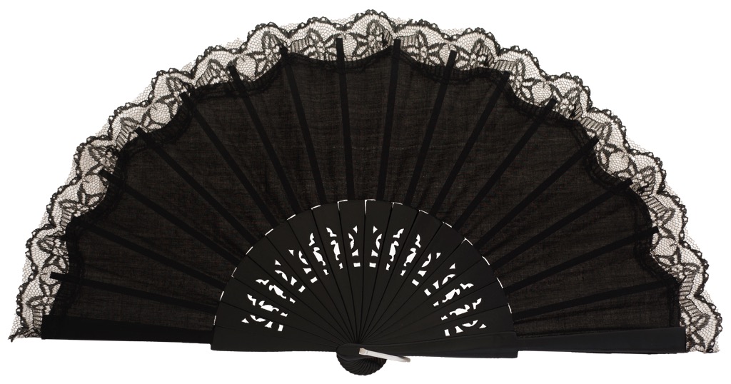 Abanico madera con puntilla