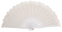 [3134] Abanico madera con puntilla (BLA)