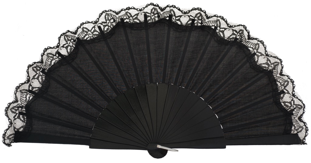 Abanico madera con puntilla