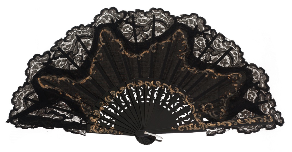 Abanico madera fagus pintado a mano