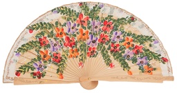 [4469] Abanico madera pintado a mano (NAT)