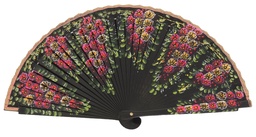 [4541] Abanico madera pintado a mano (NEG)