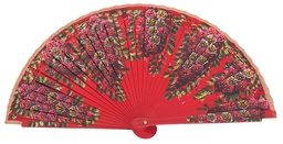 [4541] Abanico madera pintado a mano (ROJ)