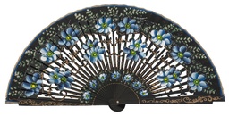 [4547] Abanico madera pintado a mano (NEG)