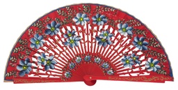 [4547] Abanico madera pintado a mano (ROJ)