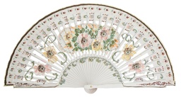 [4474] Abanico madera pintado a mano (BLA)
