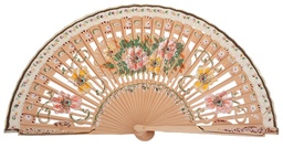 [4474] Abanico madera pintado a mano (NAT)