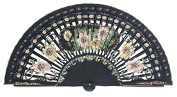 [4474] Abanico madera pintado a mano (MAR)