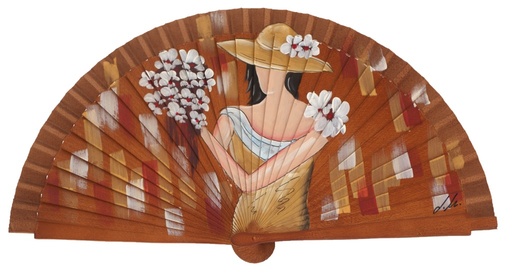 [3381] Abanico madera fagus pintado a mano